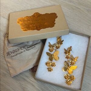 Jennifer Behr Gold Cascading Butterfly Earrings